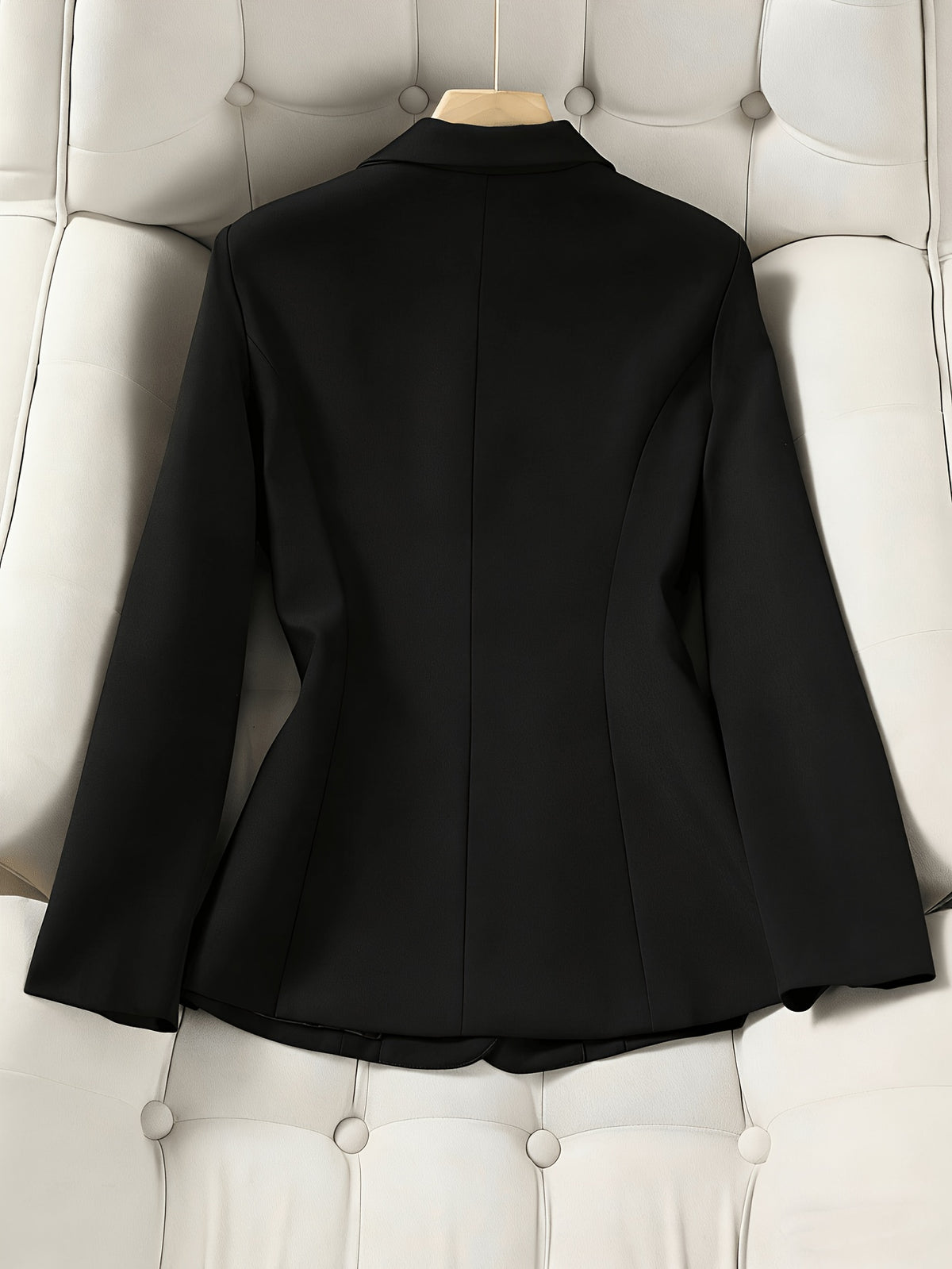 New Elegant Long-Sleeve Blazer for Spring, Autumn, and Winter - Waist-Defining Office Casual Versatile Jacket with Pockets - Black