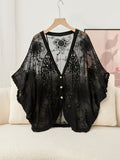Bohemian Openwork Embroidery Spring and Summer Ethnic Fashion Joker Casual Cardigan, Suitable for Going Out to Wear. - Black