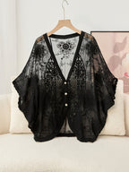 Bohemian Openwork Embroidery Spring and Summer Ethnic Fashion Joker Casual Cardigan, Suitable for Going Out to Wear. - Black