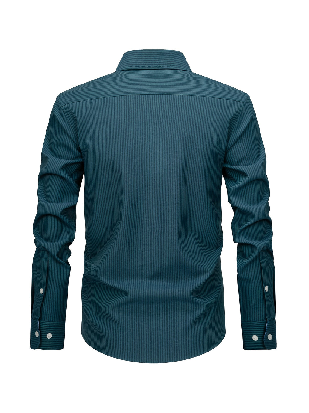 New Cotton Oxford Shirt for Men, Casual Fashion Long Sleeve with Collar and Cuff Patchwork Design, Comfortable and Fitted Business Loose Shirt, Button-Up Striped Dress Shirt, Long Sleeve Collared Striped Dress Shirt for Office Work, Fine Stripe Shirt - Blue base with black stripes