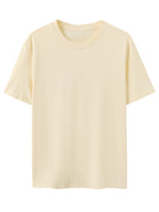Men's New Style Pure Cotton Short Sleeve Crew Neck T-Shirt with Palm Tree Sunset Print, Suitable for Vacation, Daily Casual Wear, Comfortable, Soft, Breathable, Summer Essential - Apricot