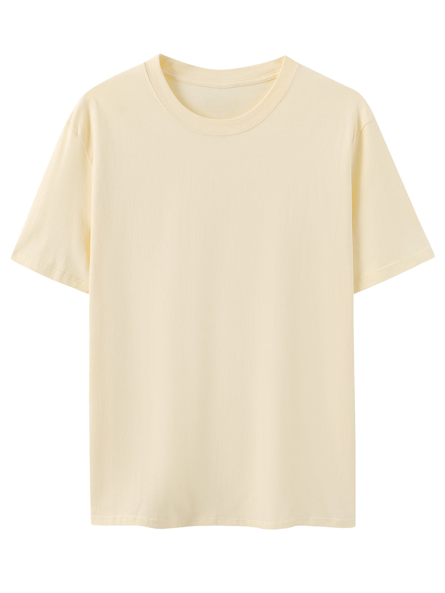 Men's New Style Pure Cotton Short Sleeve Crew Neck T-Shirt with Palm Tree Sunset Print, Suitable for Vacation, Daily Casual Wear, Comfortable, Soft, Breathable, Summer Essential - Apricot