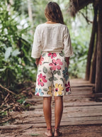 Women's Casual Shorts, Bohemian Floral Print Wide-Leg Knee-Length Pants, Summer Faux Elastic Waist Loose Fit Vacation Casual Capris - Mixed colors