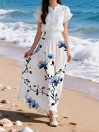New Spring, Summer, And Autumn Women'S Elegant Unique A-Line Long Printed Skirt - BSQ648