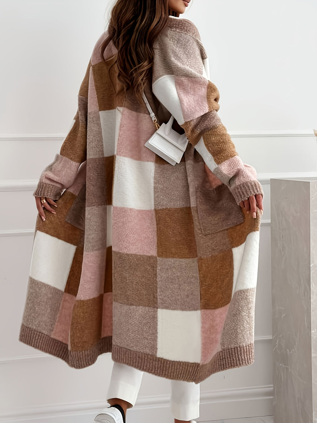 The new Women's casual and elegant color-block long-sleeved cardigan for autumn and winter 2025 - Mixed colors
