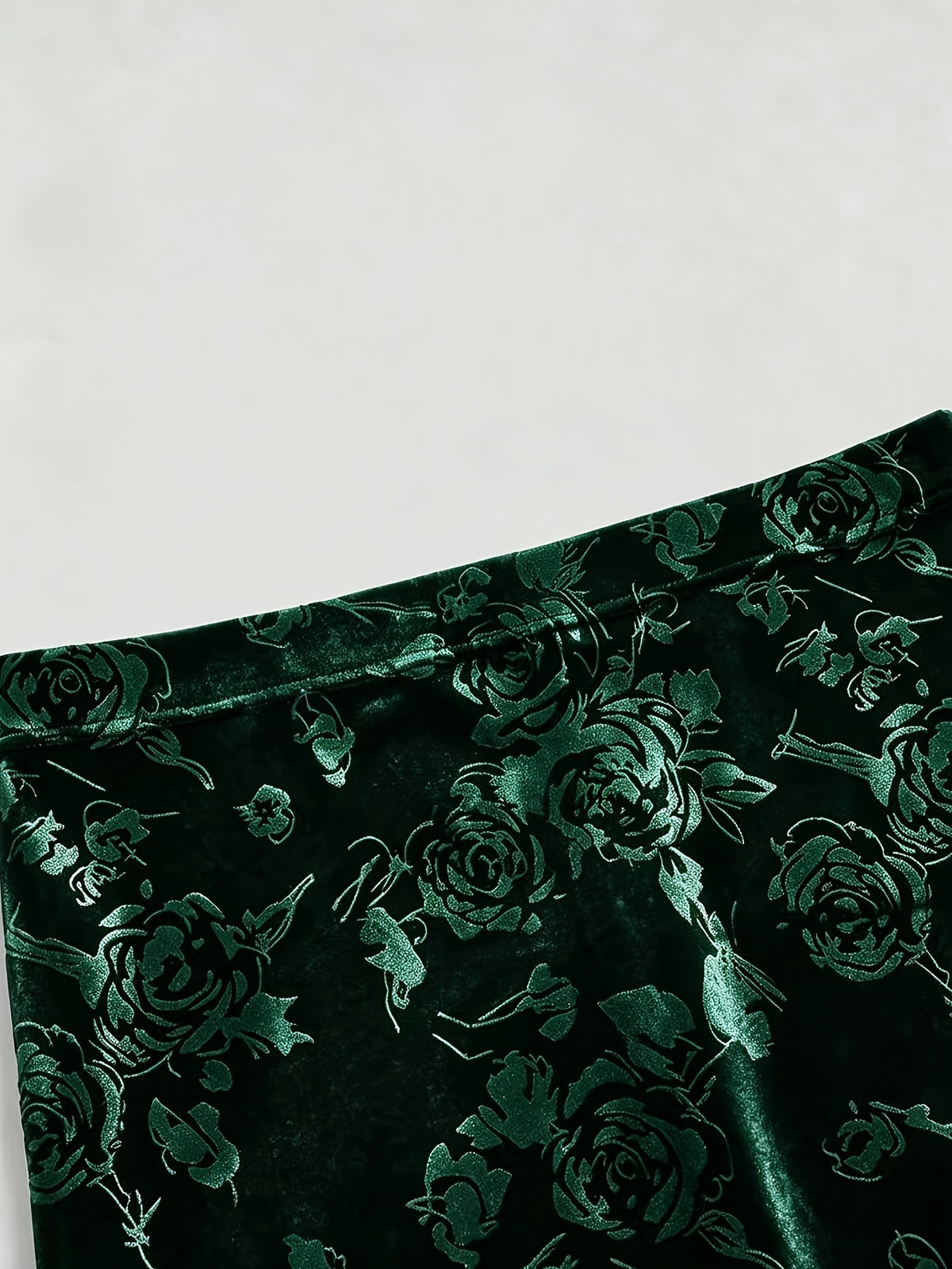 Elegant Velvet Three-Dimensional Rose Embossed Mermaid Skirt, Baita Fashion Dress - Dark Green