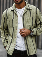 Men's Casual Long-sleeve Shirt, Suitable for Spring and Autumn Wear, an Essential Choice for Daily Work Commutes - fern green
