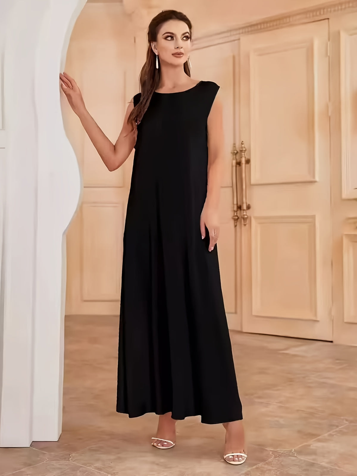 1pc Fashionable, Elegant And Comfortable Bubble Color Fabric. Pure Color Suitable for Daily Outdoor Travel And Leisure. Loose And Comfortable Women'S Abaya Vest. Abayas for Women Muslim Namaz Dresses Women'S Traditional Robe - Black