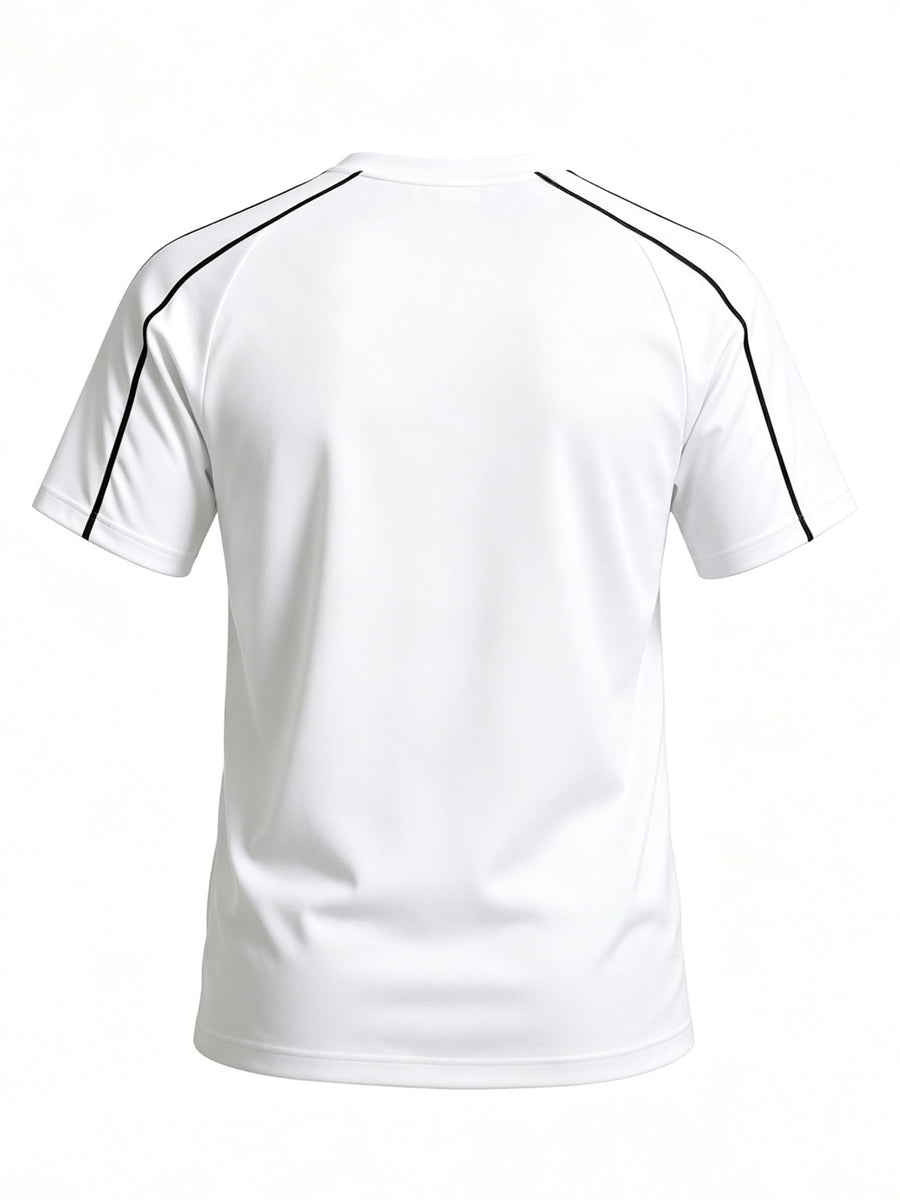 Spring and Autumn Thin, Quick-drying, Solid-color Knitted Printed Short-sleeved T-shirt, Casual Sports, Simple, Breathable and Comfortable, Home Daily All-match Tops - White