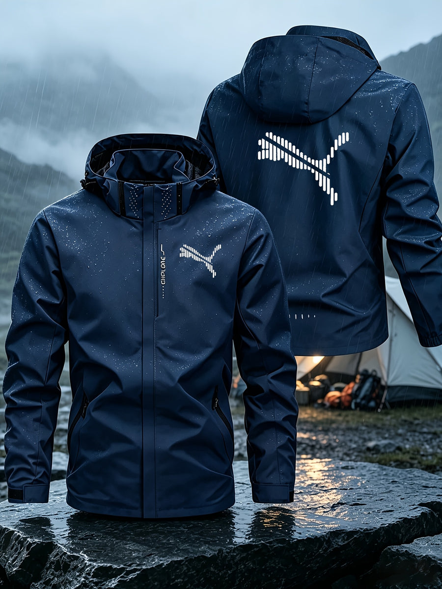 Spring and Autumn Outdoor Adventure Men's Windproof Sportswear, Wear-Resistant Wind-Resistant Jacket, Urban Cycling, Mountain Climbing, Hiking Zipper Outerwear Winter Clothes for Men - Navy Color
