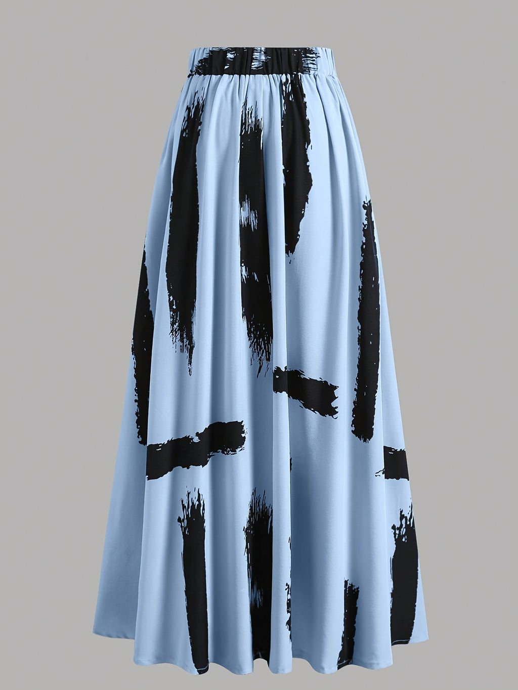 Women's Casual Loose-fit Skirt with a Unique Design, Versatile and Featuring Distinctive Ink Wash Prints for a High-end, Look - Blue