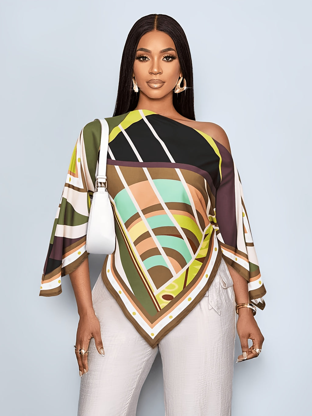 Women'S Summer Elegant Off-Shoulder Top Bohemian Asymmetrical Shirt Summer Vacation Wear - Mixed colors