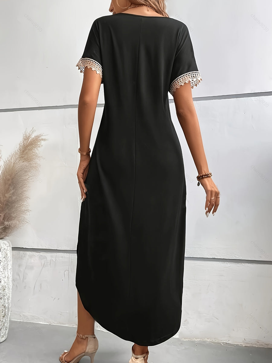 Fashion Elegant Long T-Shirt For Women - Black