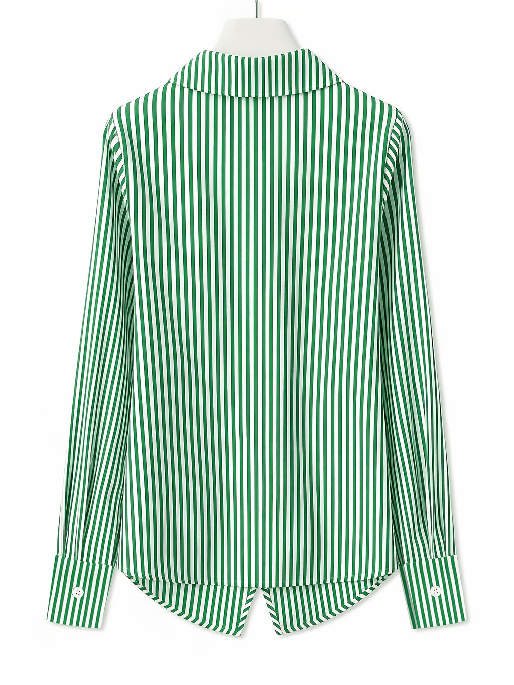 Stylish Long-sleeved Womens Shirt a New Luxuryversatile Top That Helps to Conceal Body Flaws and Create a Slimmer Appearancestripedtiedback Shirt for Women. - Green