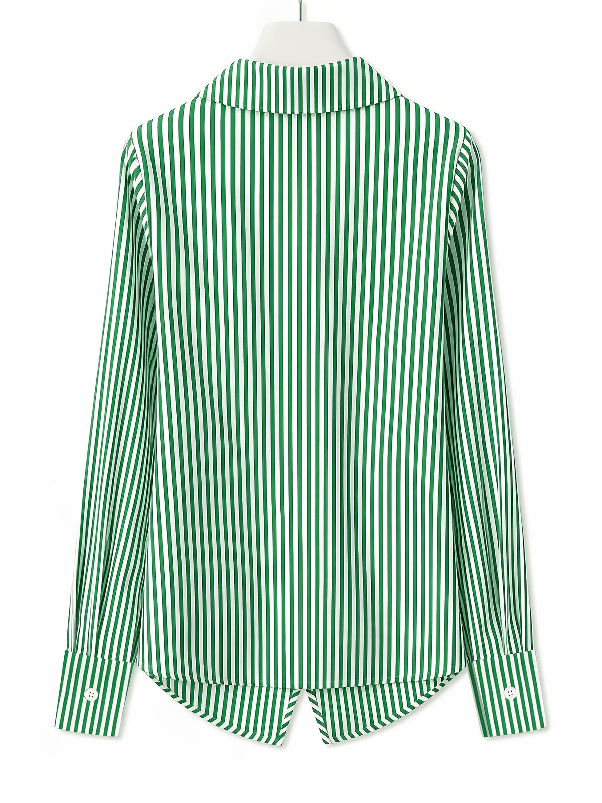 Stylish Long-sleeved Womens Shirt a New Luxuryversatile Top That Helps to Conceal Body Flaws and Create a Slimmer Appearancestripedtiedback Shirt for Women. - Green