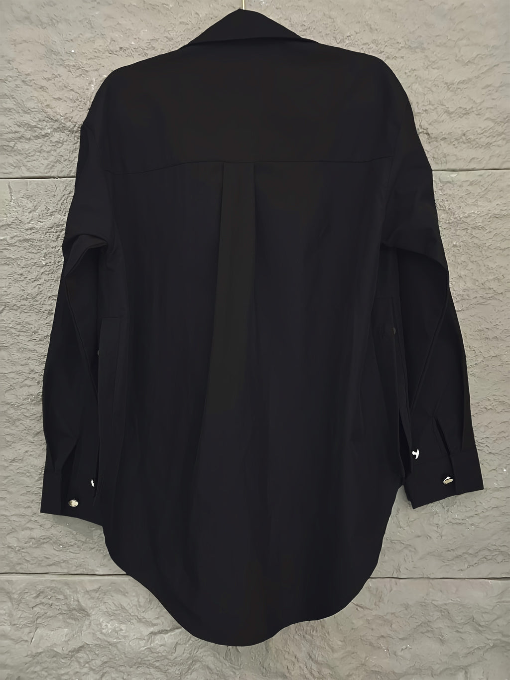 Women'S Solid Long Sleeve Shirt - Black