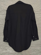 Women'S Solid Long Sleeve Shirt - Black