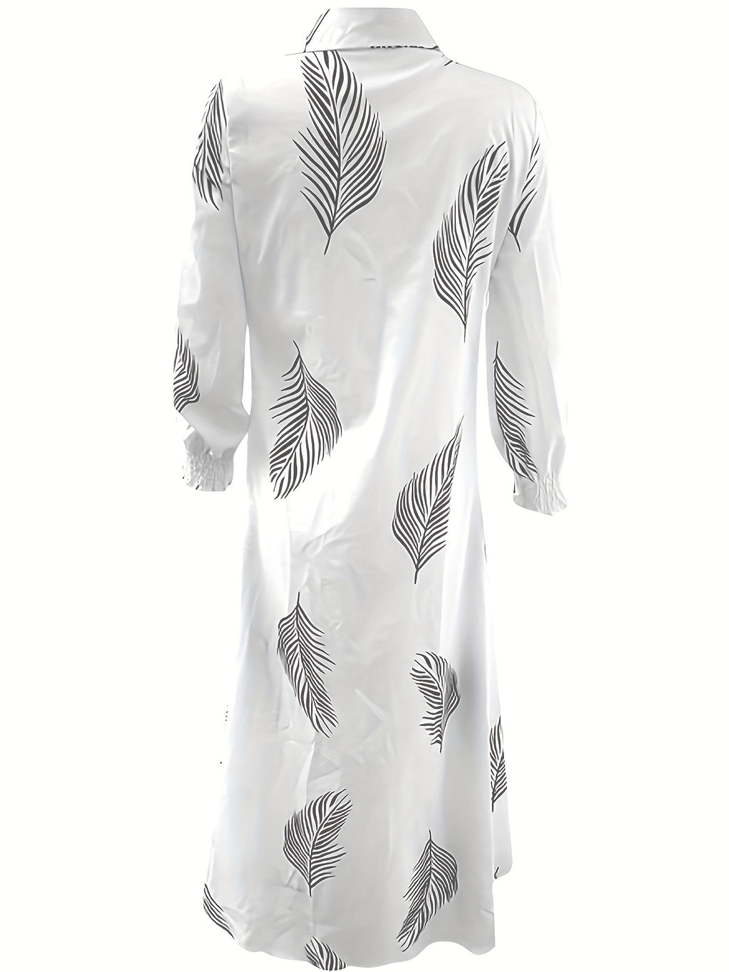 Color Block Striped Shirt Dress, Casual Long Sleeve Button Down Ankle Dress, Women's Clothing - White