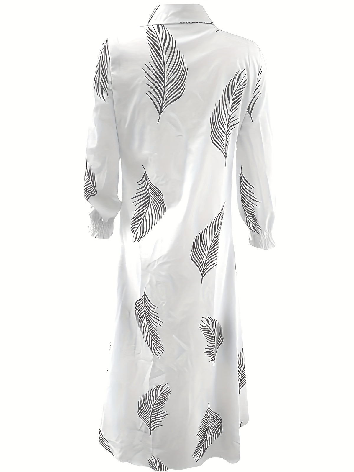 Color Block Striped Shirt Dress, Casual Long Sleeve Button Down Ankle Dress, Women's Clothing - White