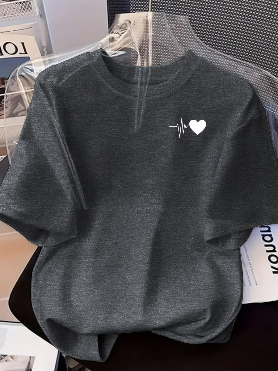 (Popular T-shirts) Spring and summer new fashion trend Women's short-sleeved round neck T-shirt versatile trendy brand short-sleeved Women's tops - Black Gray