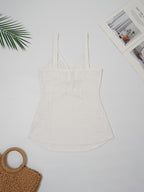 Western-style Women's Top with a Twisted Knot Design on the Chest, Made of Textured Lace Jacquard Fabric. A Spring/summer Beach, Outing, Date, or Vacation Shirt. "European Users Are Advised to Purchase One Size Smaller." - White