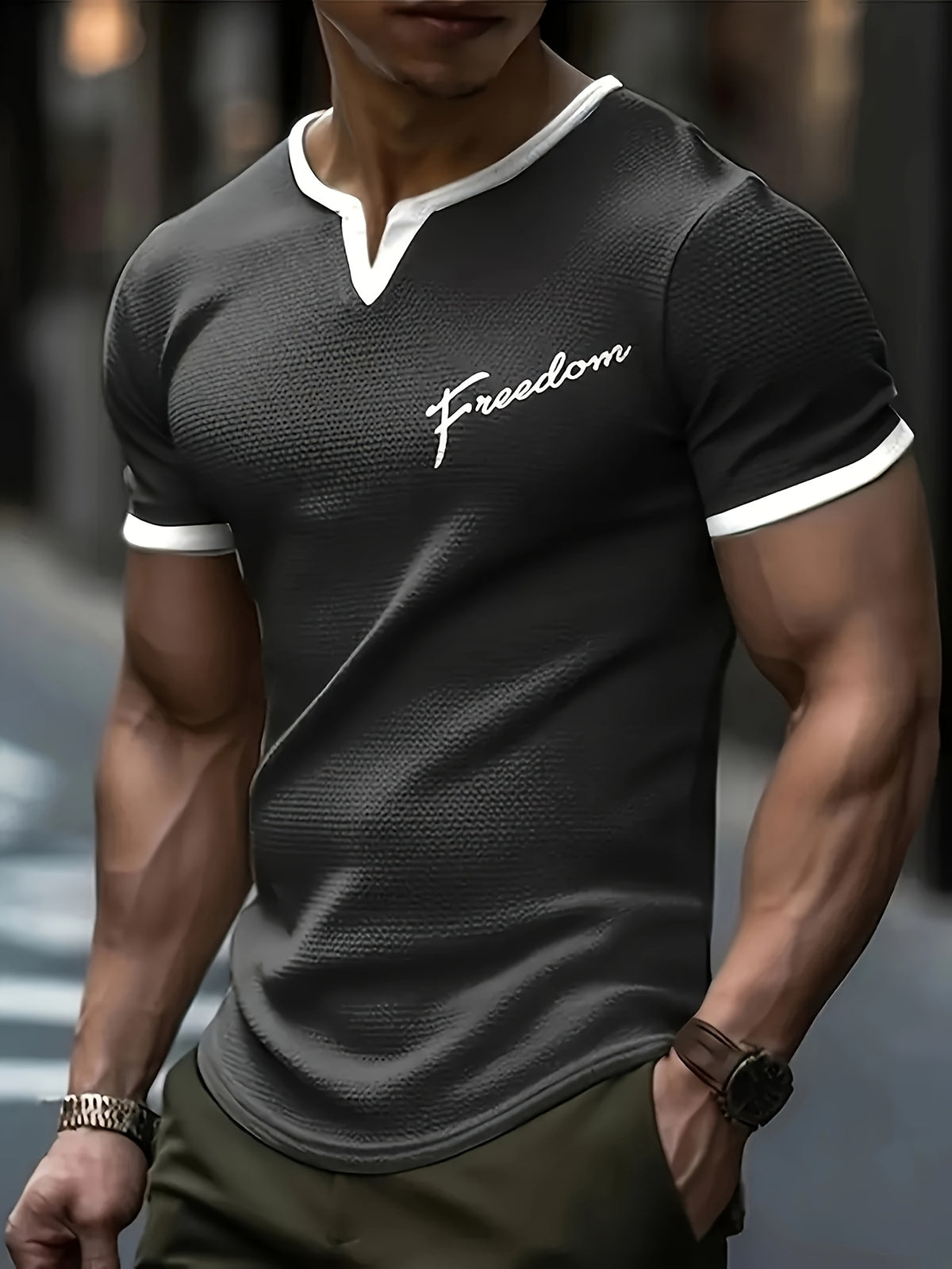 Pearson OBM Summer Men's New Solid Color Comfortable Casual Sporty Fashionable Versatile Notch Lapel Men's Apparel - Black