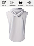 Men's Summer Fitness & Sports Casual Versatile Hooded Tank Top, Men's Casual Comfortable Breathable Hooded Tank Top T-Shirt - Light Grey