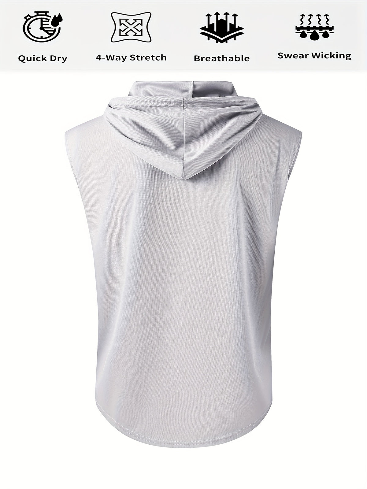 Men's Summer Fitness & Sports Casual Versatile Hooded Tank Top, Men's Casual Comfortable Breathable Hooded Tank Top T-Shirt - Light Grey