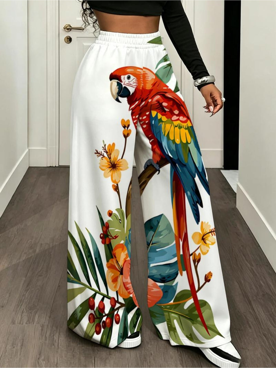 Women'S Fashion Trousers, Colorful Parrot Tropical Print, Multiple Sizes Available, Comfortable Fit, Suitable for Daily Wear & Vacation, Stylish And Unique Design - Mixed colors