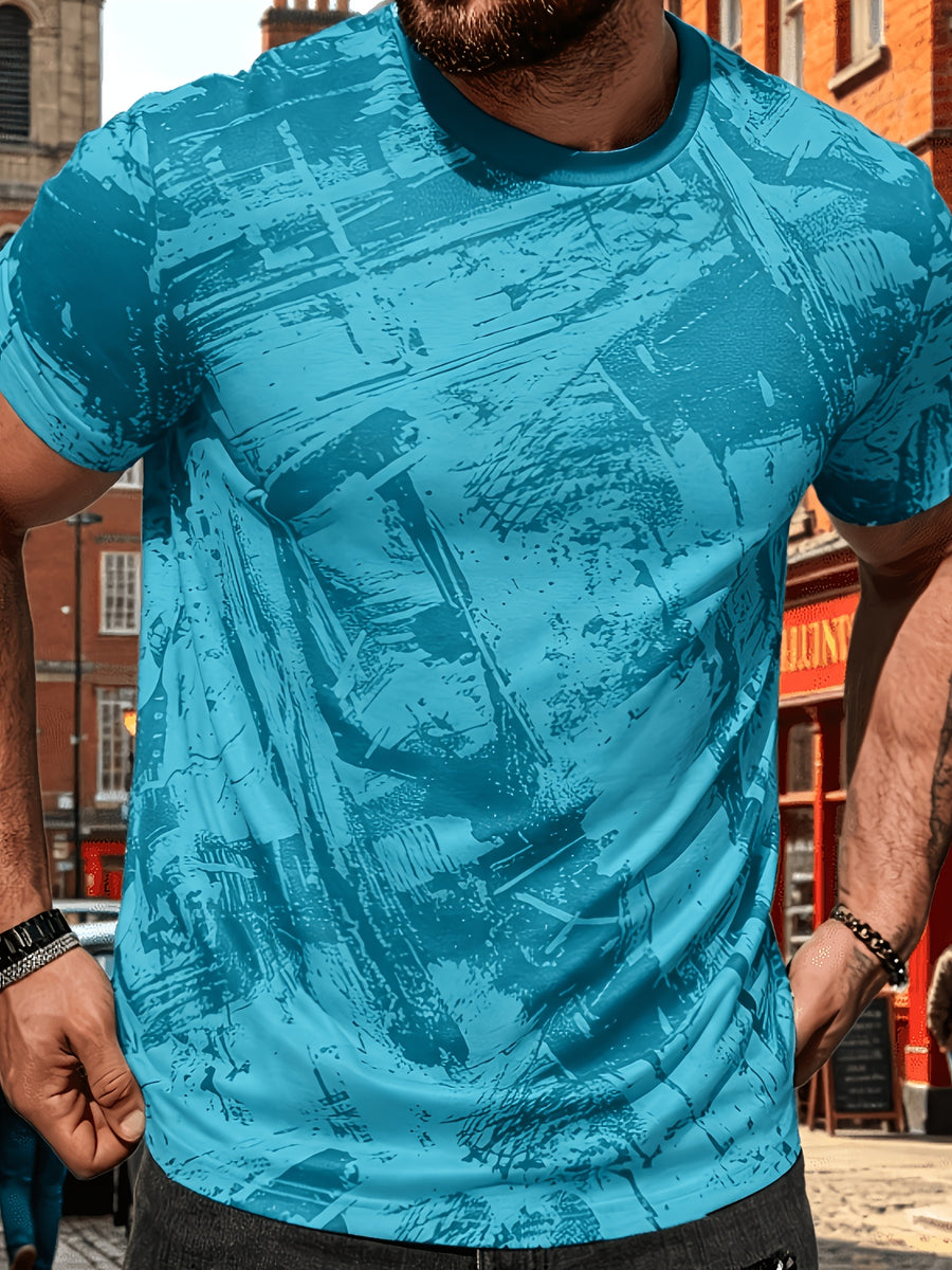 Men's Size-Coded Summer T-Shirts with Printed Design(Non-Textured), Ideal for Seaside Outdoor Sports Outfits - Style 14