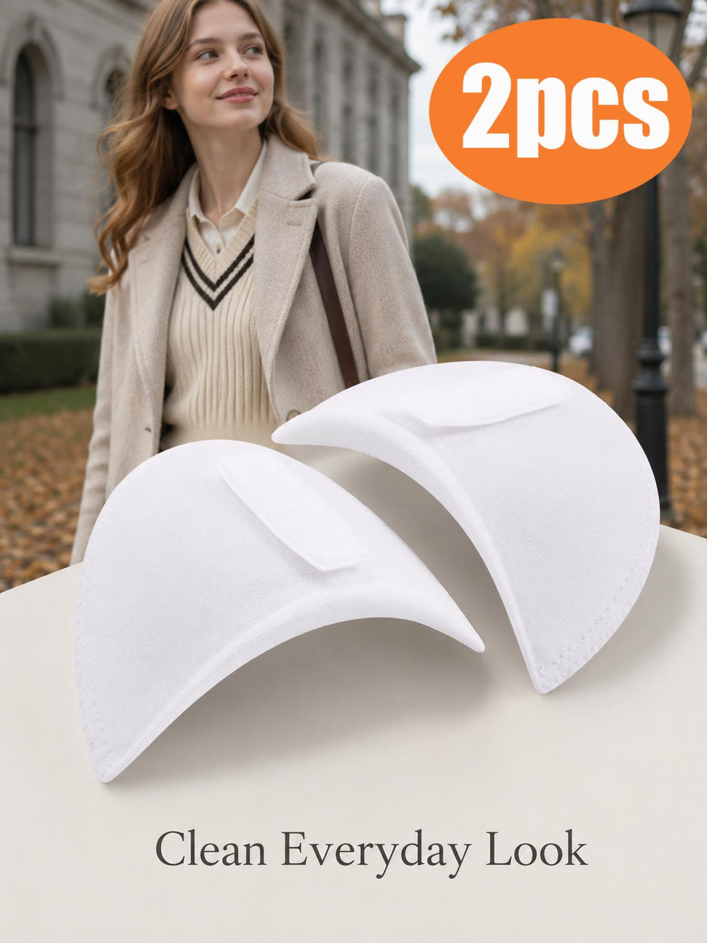 2pcs White Shoulder Pads, Discreet Clothing Enhancers for a More Defined Outfit Profile, Ideal for Office Wear, Dinner Looks, And Weekend Dressing - White