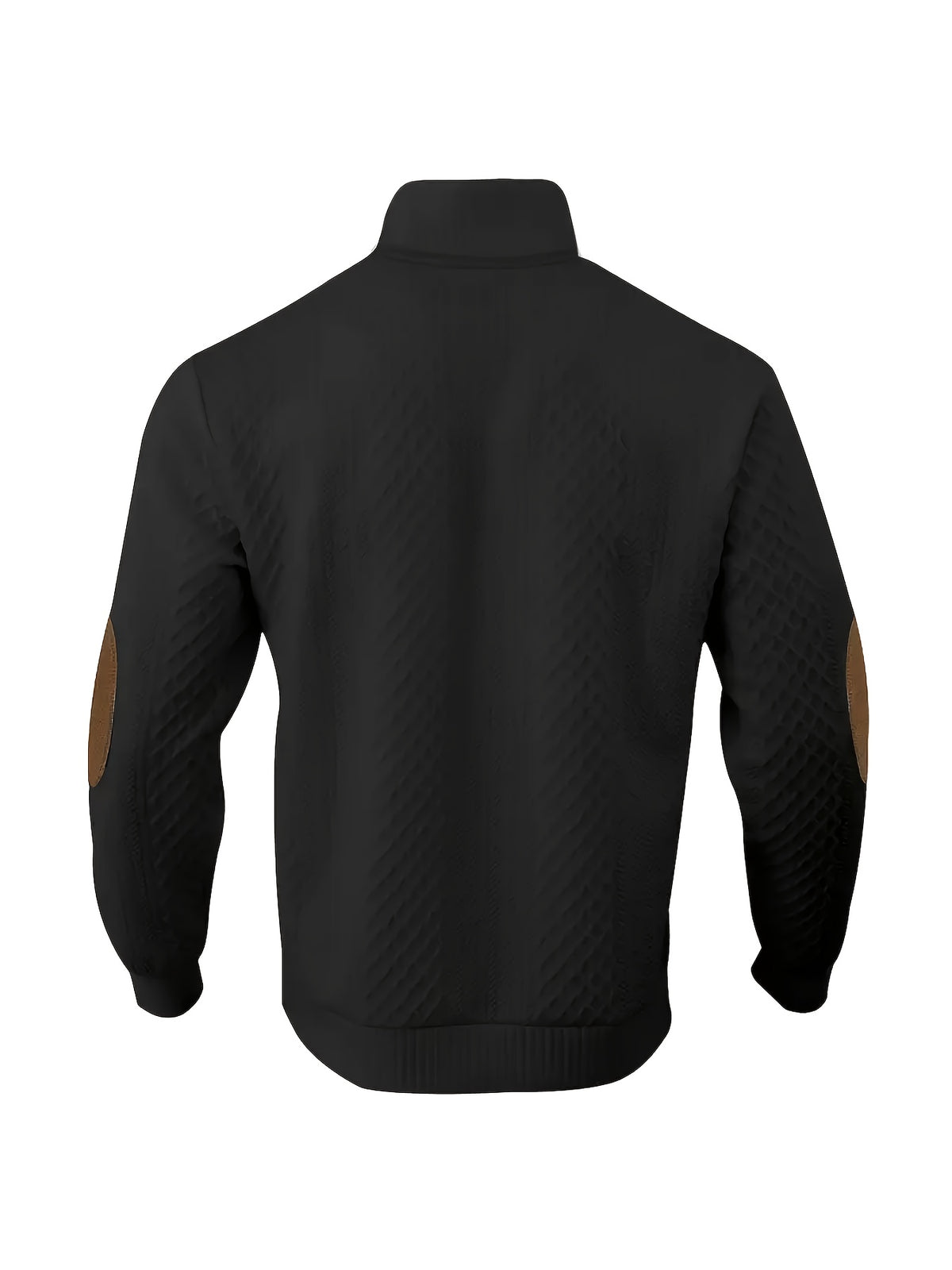 Men'S Casual Sports Sweater, Knit Sweater, American Casual Textured Diamond Knit Top, Men'S Stand Collar Contrast Color Button-Up Loose All-Match Retro Velvet Sweater Jacket, Autumn Winter Casual Sweater, Multi-Color Available - Black