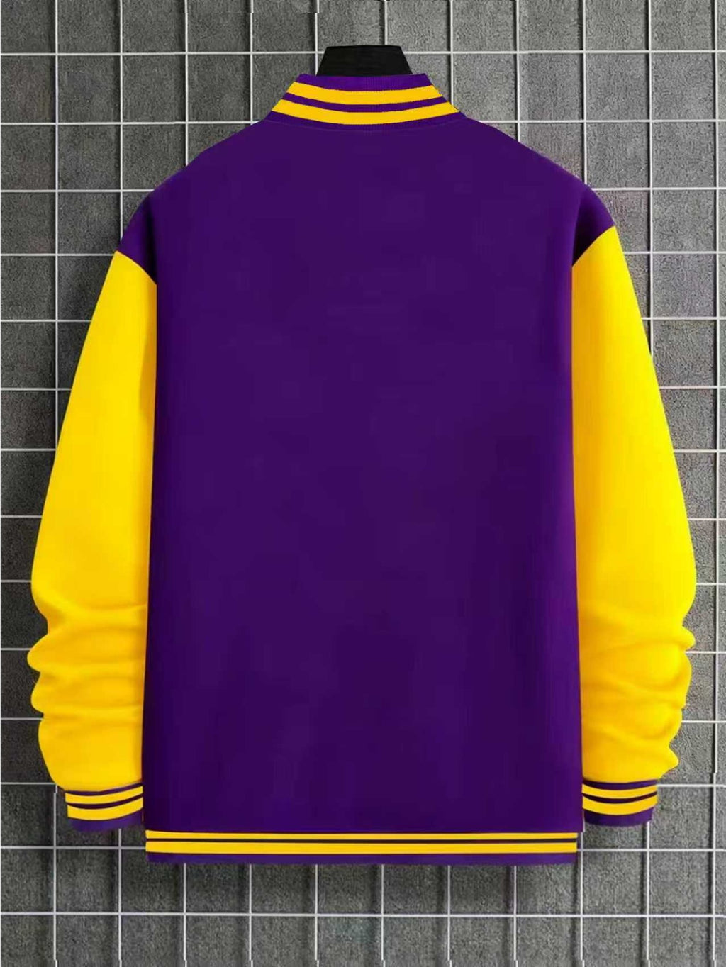 Men's Essential New Baseball Jacket: Color-Block Varsity Style New York Los Angeles Series Printed Jacket - Polyester, Baseball Collar, Pockets - 8 Colors Available for All Seasons, Versatile Fashion for Parties, Outings, and Outdoor Sports - Purple