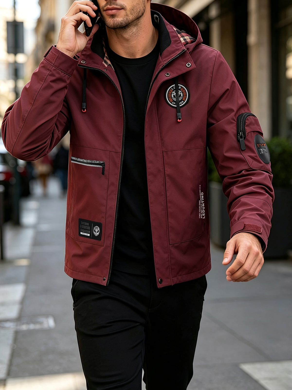 Men's Spring-Autumn New Style Fashion Zipper Jacket - Fashionable and Versatile Outdoor Daily Casual Commuting Jacket - Multi-pocket Hooded Jacket - Can Also Be Given as a Gift to Others - Red