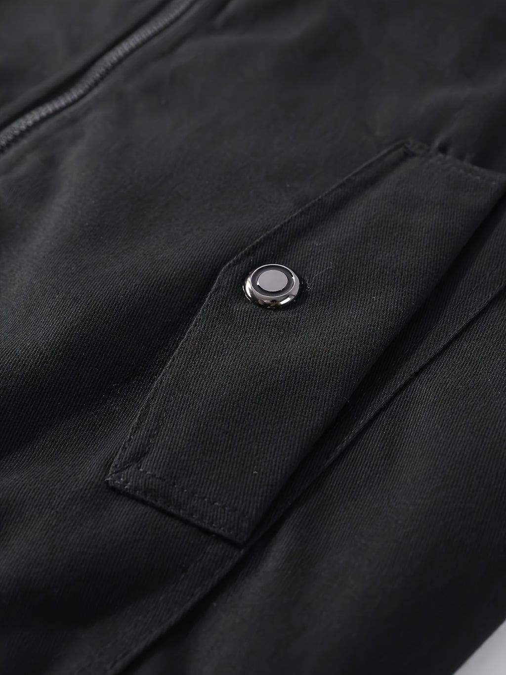 Outdoor Classic Casual Jacket, 1pc Men'S Jacket, Comfortable Utility Jacket, Pocket Zipper Design Utility Style, Fall Winter Slim Commute Daily Jacket Fit, Compliant with US Size - Black