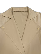 Fall Winter Women'S Wide Lapel Mid-Length Belted Trench Coat, Loose Long Sleeve Windbreaker with Triangle Buckle Waist Belt, Elegant Outerwear for Daily Commute, Business Office, Dating, Weekend Gatherings, Social Events, And City Strolls - Khaki