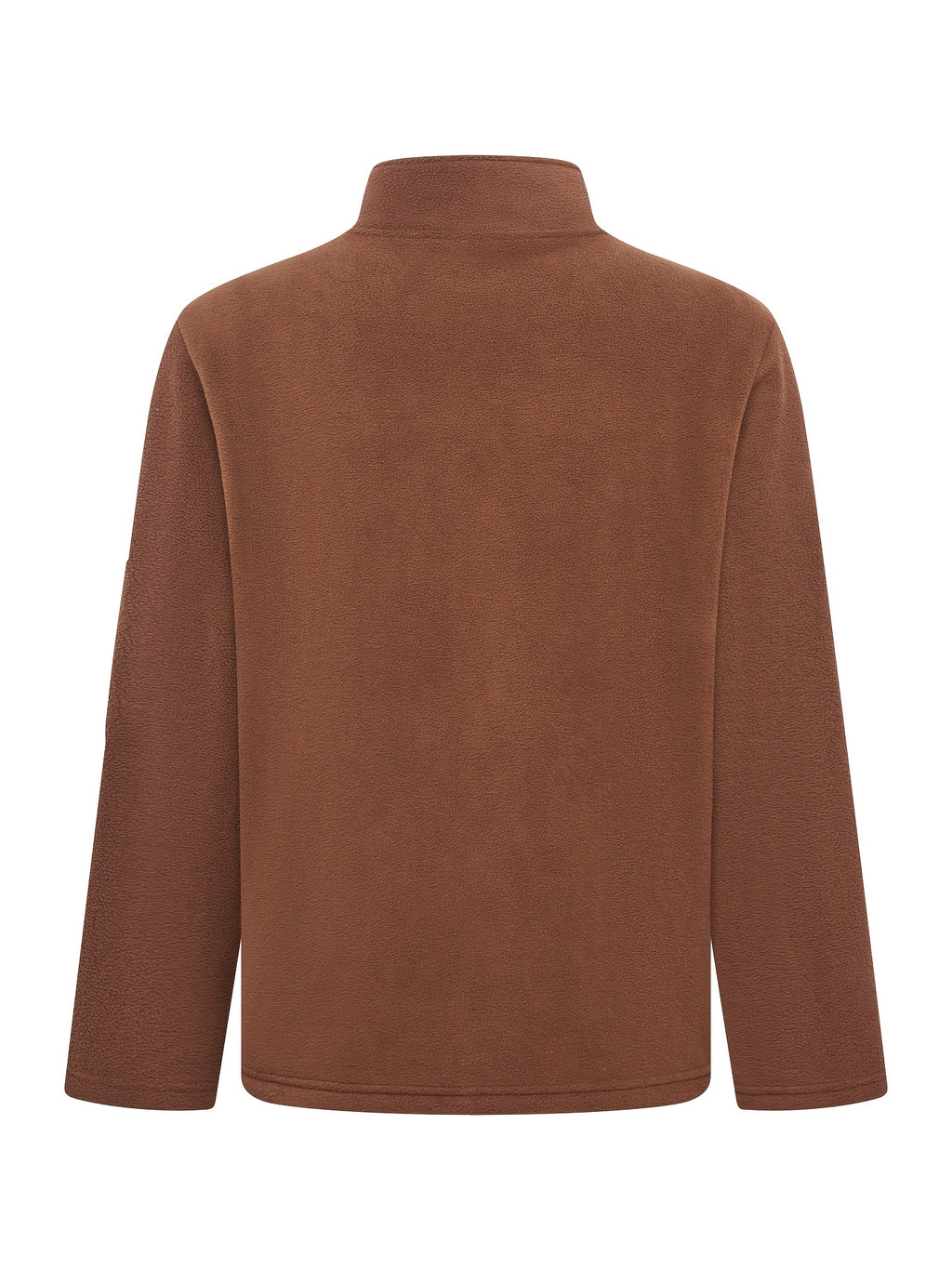 Men'S Autumn Winter New Fleece Lined Stand Collar Zipper Jacket, CAT Letter Print Long Sleeve Jacket, Multi-Pocket Design Casual Commute Trendy Top - Caramel Color 1