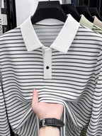 Men'S New Versatile Long-Sleeve Fashion Polo Shirt - White