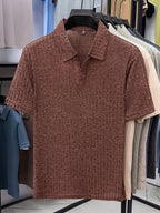 Men's Summer Lapel Polo Shirt, Slim Fit Straight Cut, Highly Forgiving Fit, Sculpts Waist and Abdominal Lines, Clean and Crisp Upper Body; Suitable for Various Occasions Including Daily Casual, Light Business Commuting, and Outdoor Outings - SINBOS - Coffee Color