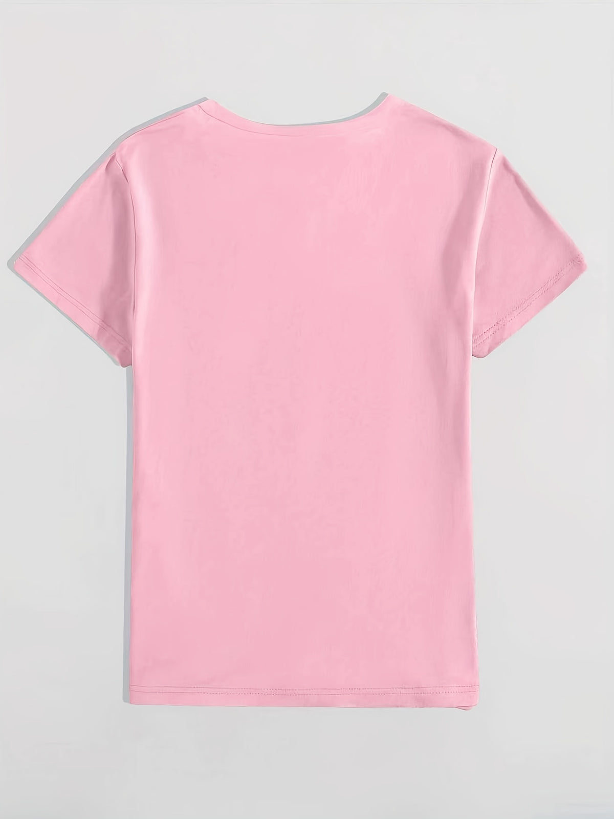 [Printed Design-Not Textured] Women'S T-Shirt Black Bow Print, Comfortable Fabric, Multiple Specifications Available, Ideal for Daily Casual Outings And Relaxed Indoor Wear - Pink
