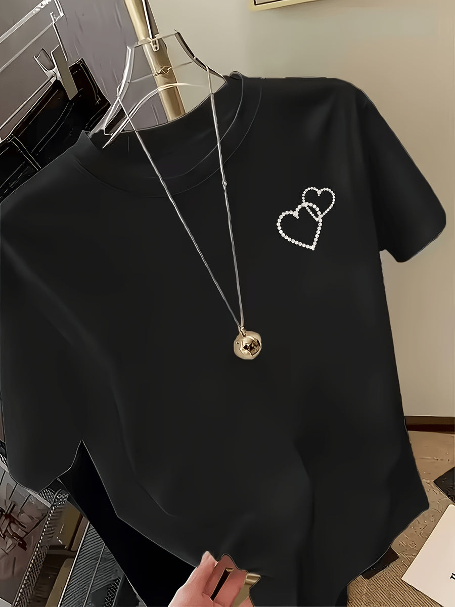 Women'S Blended T-Shirt – Classic Fit, Soft And Breathable, Casual Wear, Timeless Round Neck Design, Versatile for Various Outfits, Stretchy And Comfortable, Machine Washable - Black