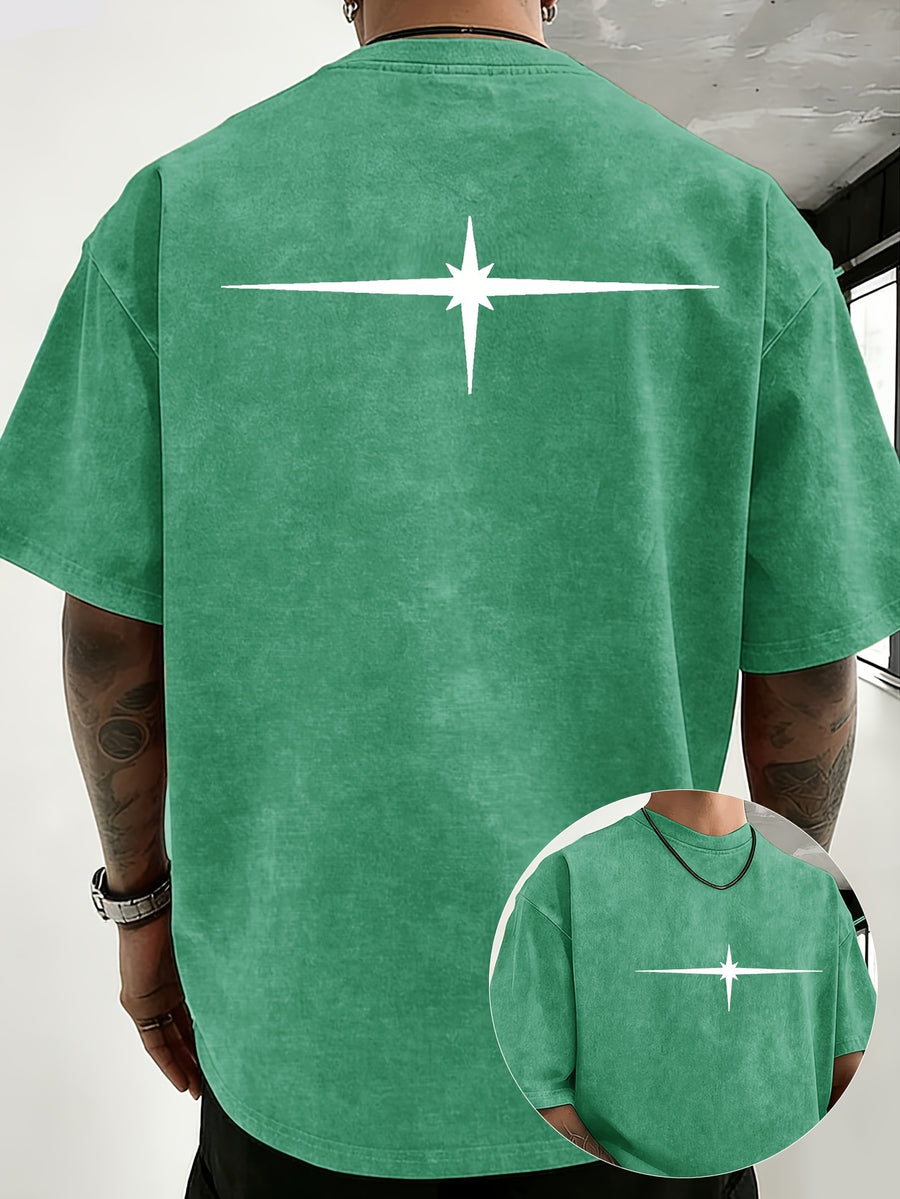 Unisex Vintage Distressed Positioning Print Pure Cotton Short-Sleeve T-Shirt, Breathable, Skin-Friendly, Comfortable, and Non-Stuffy. Suitable for Outdoor Leisure, Sports, and Daily Versatile Wear. Eye-Catching and Flattering on Everyone - Green