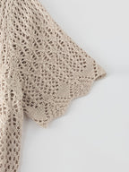 Women's Vacation Beach Bohemian Style Openwork Dress Cover-Up - Apricot