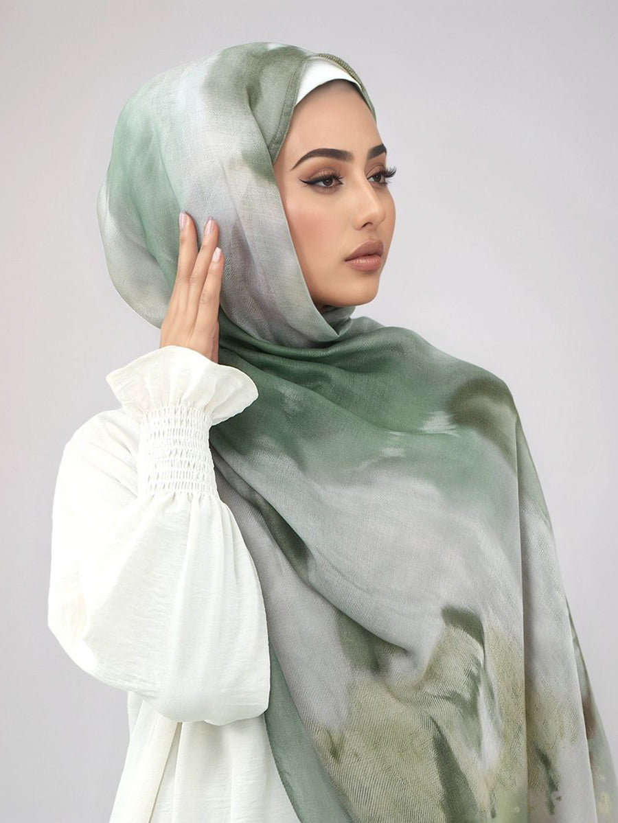 Lightweight, Breathable, And Skin-Friendly with a Soft Gradient Design; Suitable As a Headscarf Or Shawl. A Stylish Yet Modest Choice for Women for Various Occasions - from Prayer And Daily Outings to Social Gatherings - Light Green