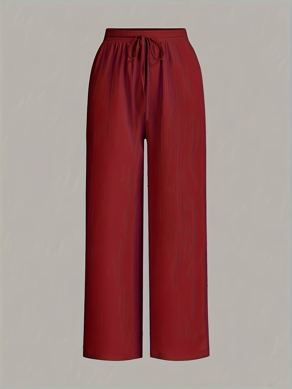 3pcs Elegant Wide-Leg Pants - Solid Color Lightweight Summer Trousers with Wide Leg Opening & Drawstring Waist, Machine Washable Non-Stretch for Casual, Office, Semi-Formal Wear (3pcs) - Black+wine Red+white