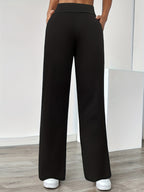 In-Stock Versatile Solid Color Stretch Straight-Leg Trousers - Black