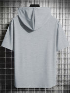 Men's Hooded Short-Sleeve Dark Graffiti Joker Print, a Summer Essential for Men. Features a Comfortable Patterned Print, Suitable for Multiple Occasions, and Is the Top Choice for Fitness and Outdoor Sports Enthusiasts - Grey