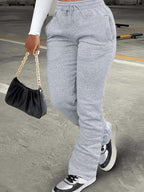 3599 Women's Sweatshirt, Y Casual Drawstring with Pockets - Light Grey