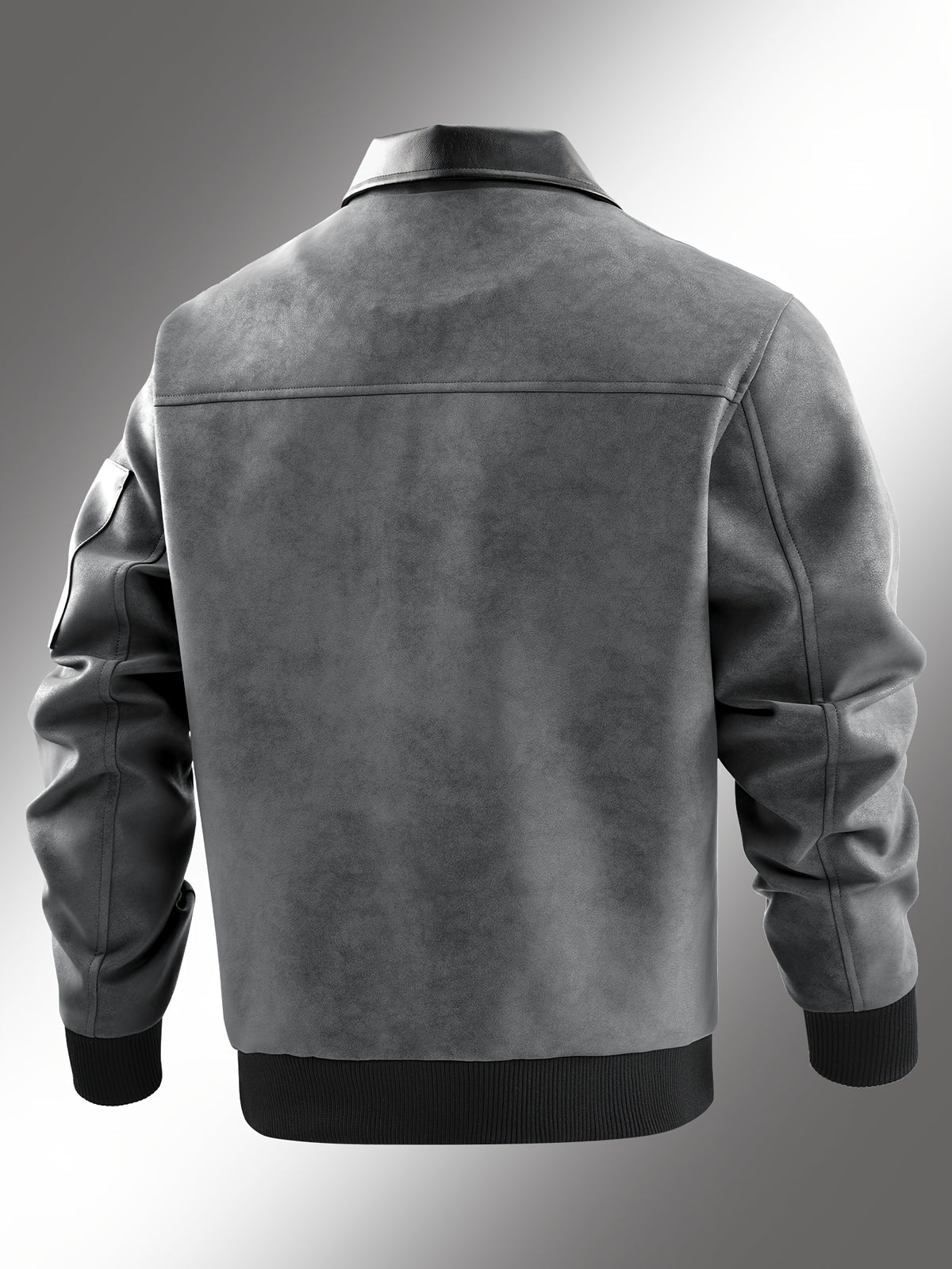 Men'S Color-Block Workwear Pilot Jacket, Lapel Multi-Pocket Zip-Up Autumn And Winter Casual Jacket, Suitable for Daily Work Scenarios - Grey