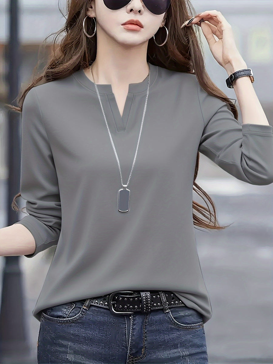 Elegant Fashionable Women'S Top | Solid Color, Regular Length, Suitable For Spring/Summer - Grey